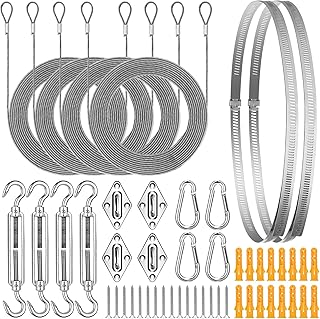 KOZYLAND KOZYLAND Shade Sail Hardware Kit, Sun Shade Hardware Kit with 304 Stainless Steel Wire Rope for  - Image 1