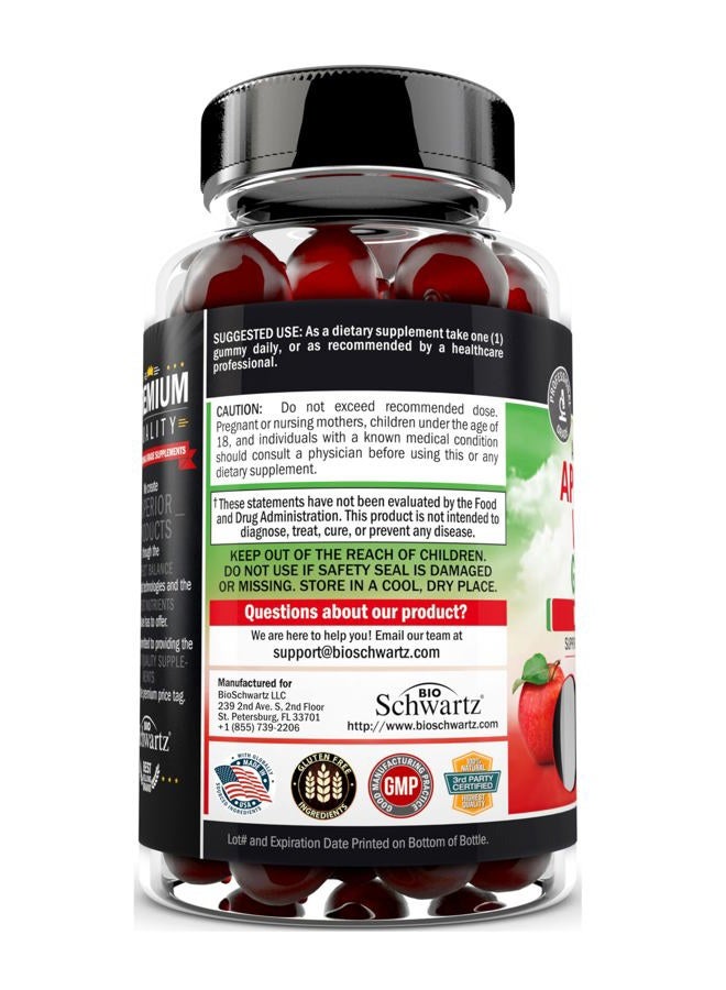 BioSchwartz جوارب خل التفاح لفقدان الوزن - جوارب ACV مع الأم للنساء والرجال - دعم الطاقة والانتفاخ والهضم والمناعة - فيتامين B12 B6 B 9 حمض الفوليك - تطهير نباتي - 90 حبة - Image 4