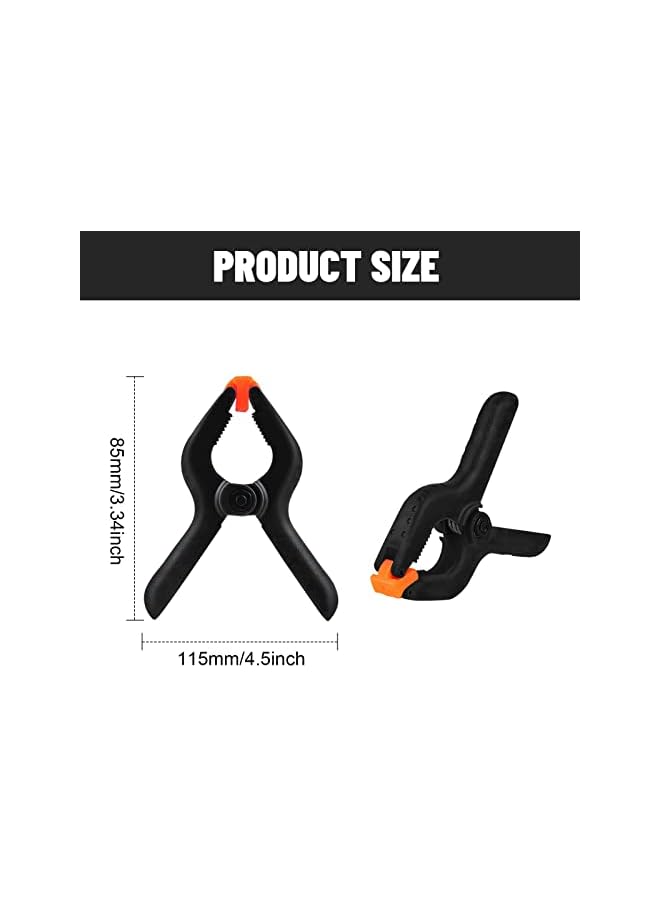 promass Spring Clamps, 10pcs Backdrop Clips 4.5 Inch Heavy Duty Plastic Spring Clamps Set Plastic A Clamp Clips for Woodworking, Photography Studio, Plate, Home Improvement, DIY Lighting - Image 2