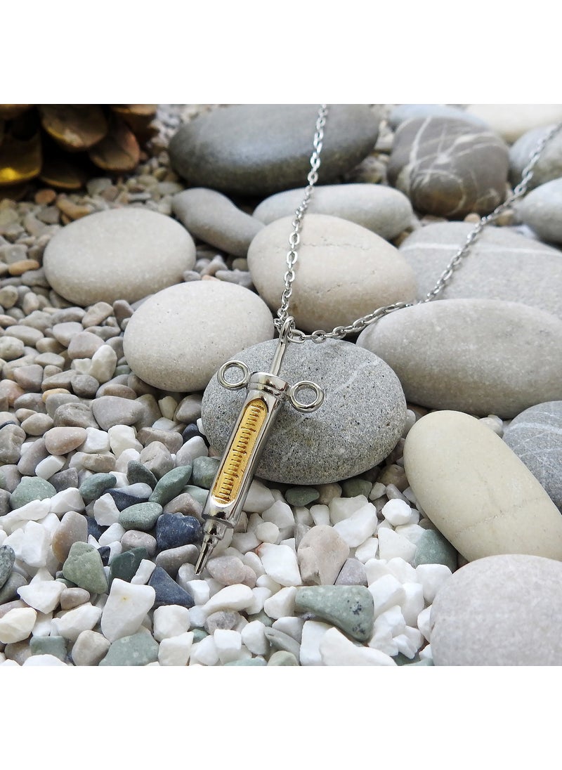 Chavin - Syringe Injector Doctor Steel Women's Necklace EI91 - Image 1