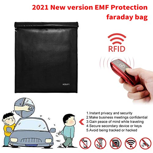 Hodufy Faraday Bag for Laptops (20 x 15 inches), Faraday Cage, Faraday Bags for Phones & Key Fobs, Fireproof & Water Resistant Bag, Anti-Theft Pouch, Anti-Hacking Case Blocker(Black) - Image 5
