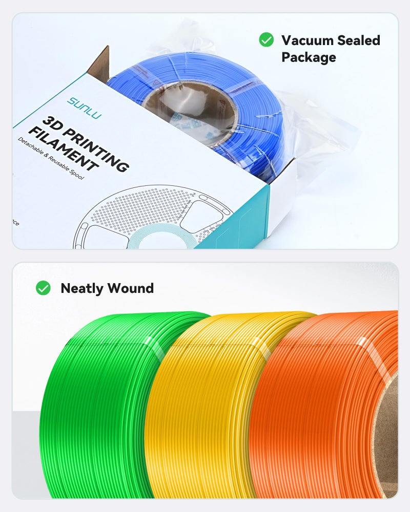SUNLU PETG Filament Refill 1.75mm 4KG, High Speed 3D Printer Filament Matte PETG Refill, No-Spool Filament Bundles for Reusable Spools Compatible with Bambu Labs, Pink/Orange/Yellow/Green 1KG/Roll - Image 5