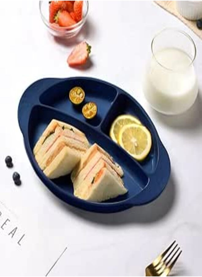 Generic Food Silicone Bowl with Suction Base for Babies Kids Toddlers BPA Free Microwave And Dishwasher Safe Heat up to 230 Degrees Navy Color (Larg) 