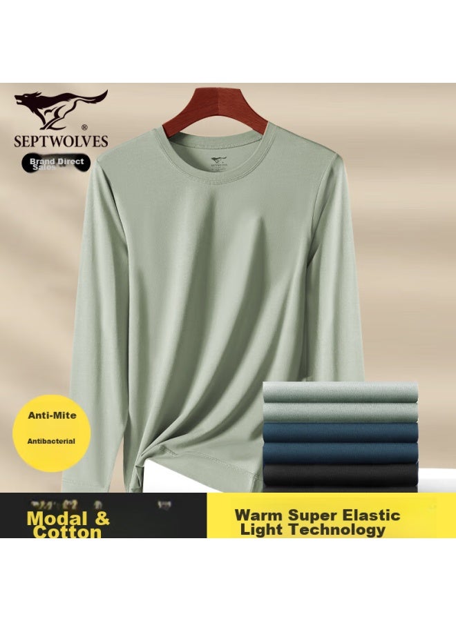 Septwolves Septwolves Men's Autumn Clothes Modal Silk Cotton Mite-proof Top Youth Thin Bottoming Warm Underwear  - Image 1