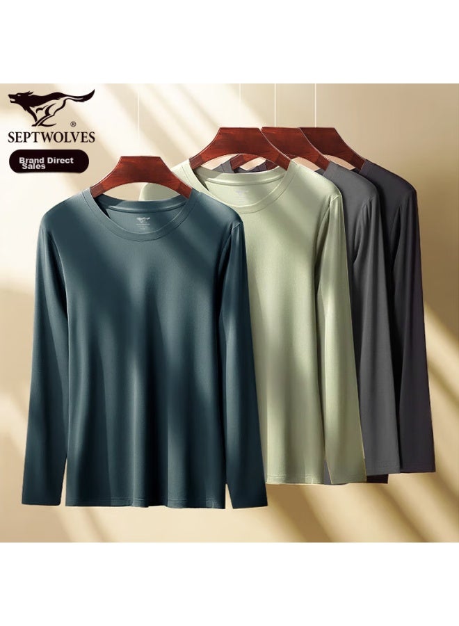 Septwolves Septwolves Men's Autumn Clothes Modal Silk Cotton Mite-proof Top Youth Thin Bottoming Warm Underwear  - Image 3