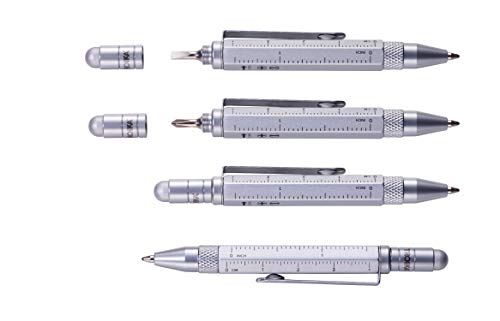 Troika Multi-Tasking Ballpoint Pen (Small), Centimeter/Inch Ruler, Slotted/Phillips Screwdriver, Stylus (Red), Black Lead, Includes 2 Refills, Aluminium/Brass/Steel, Matte, Red - Image 2