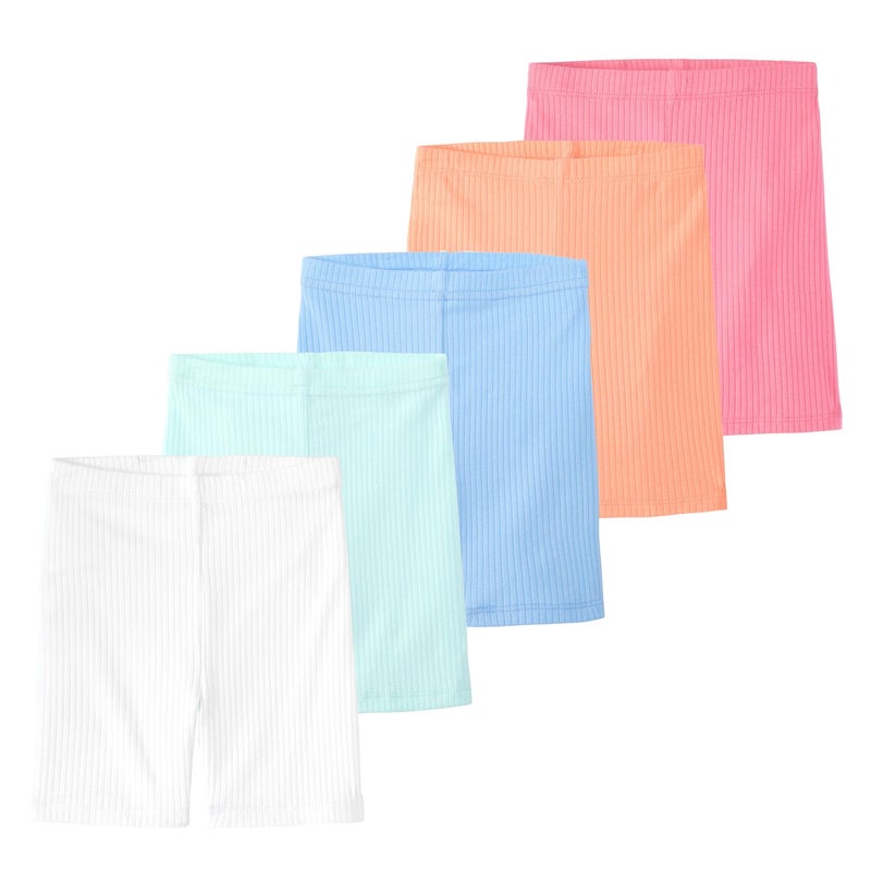 Garanimals Baby & Toddler Girl Solid Biker Shorts - Machine-Washable Kid's Clothes - Size 18 Months - Pink, Orange, Blue, White - 5 Pack - Image 1