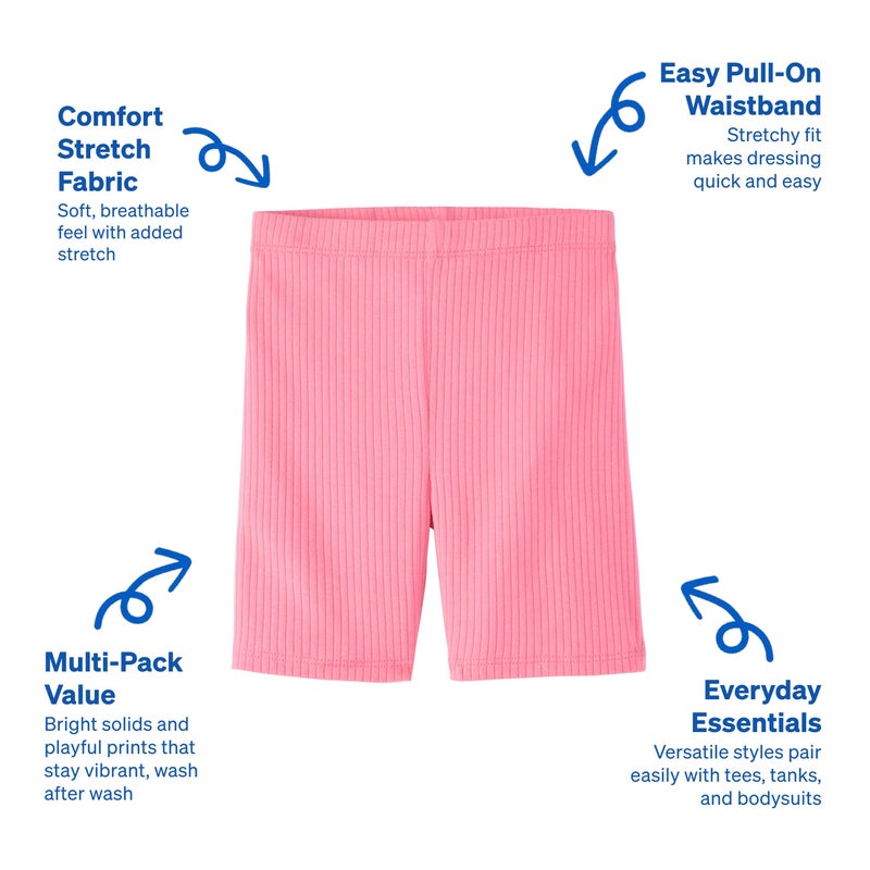 Garanimals Baby & Toddler Girl Solid Biker Shorts - Machine-Washable Kid's Clothes - Size 18 Months - Pink, Orange, Blue, White - 5 Pack - Image 3