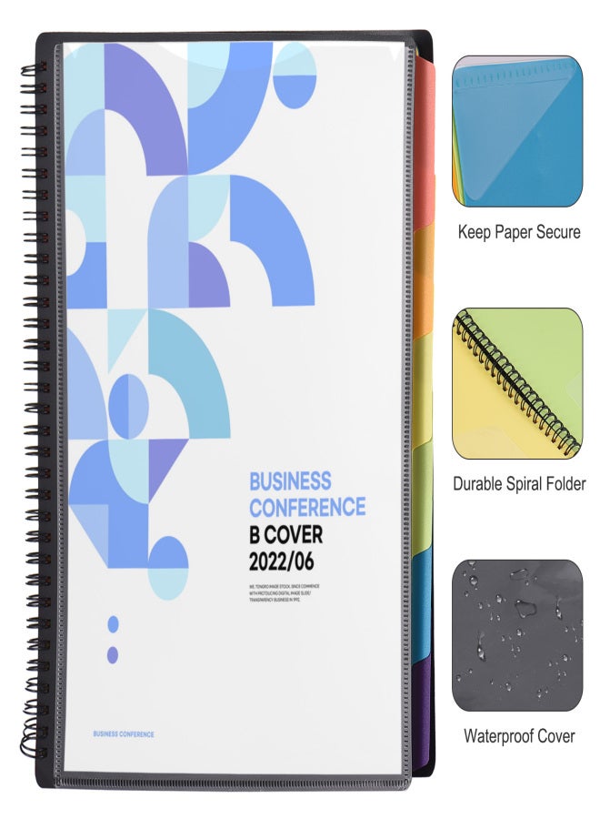 File Folder with 12 Poly Pocket Project Organizer 1/3-Cut Tab Design with 24 Blank Tab Labels Multi-Subject Notebook for Paper Documents Certificate Home Office School Stationery Supplies - Image 2