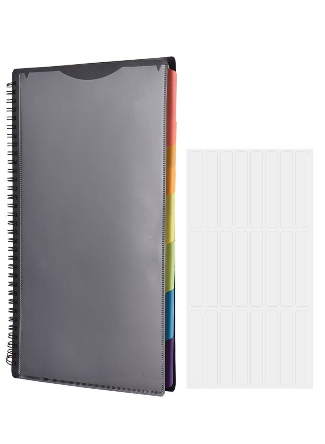 File Folder with 12 Poly Pocket Project Organizer 1/3-Cut Tab Design with 24 Blank Tab Labels Multi-Subject Notebook for Paper Documents Certificate Home Office School Stationery Supplies - Image 1