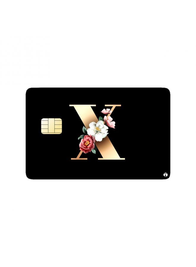 RKN ملصق بطاقة بنكية مطبوعة عليها الحرف X مع الزهور - Image 1