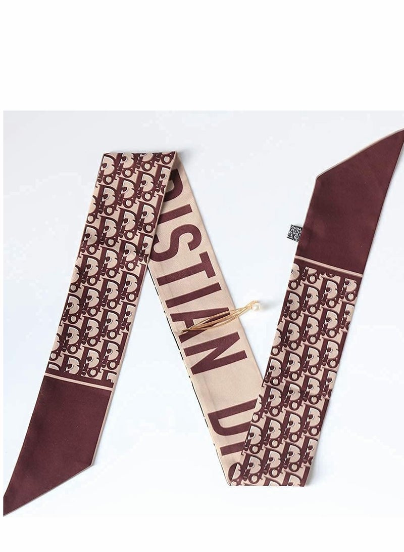 Fashion Design Handle Bag Long Hair Tie Headband Neck Polyester Twill Ribbon Decorative Scarf, Headband, Wristband, Waistband (2PCS)