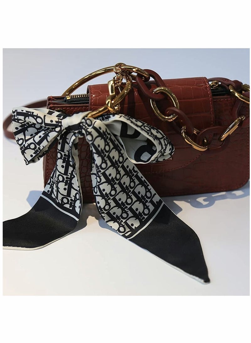 Fashion Design Handle Bag Long Hair Tie Headband Neck Polyester Twill Ribbon Decorative Scarf, Headband, Wristband, Waistband (2PCS)