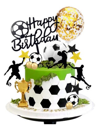 28-Piece Football Cake Topper Set – Soccer Player & Rugby Ball Picks For Sports Birthday Party