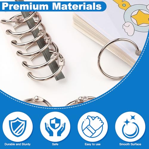 AZUREAL 125 Pack Loose Leaf Binder Rings, 1 inch Small Binder Rings, Index Card Rings, Metal Nickel Plated Book Rings for School, Home, Office - Silver - Image 4