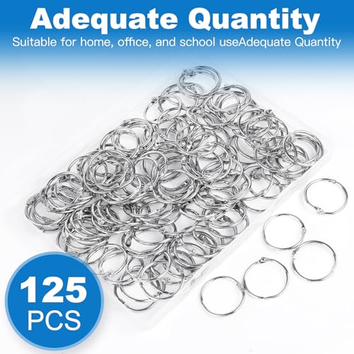 AZUREAL 125 Pack Loose Leaf Binder Rings, 1 inch Small Binder Rings, Index Card Rings, Metal Nickel Plated Book Rings for School, Home, Office - Silver - Image 5