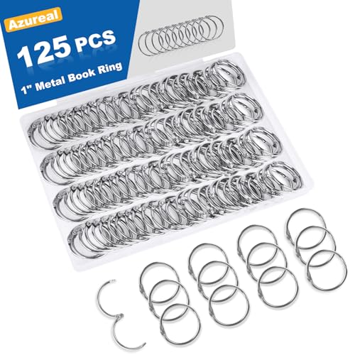AZUREAL 125 Pack Loose Leaf Binder Rings, 1 inch Small Binder Rings, Index Card Rings, Metal Nickel Plated Book Rings for School, Home, Office - Silver - Image 1
