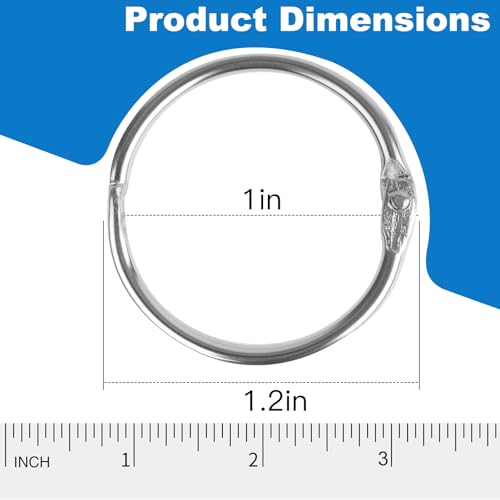 AZUREAL 125 Pack Loose Leaf Binder Rings, 1 inch Small Binder Rings, Index Card Rings, Metal Nickel Plated Book Rings for School, Home, Office - Silver - Image 2
