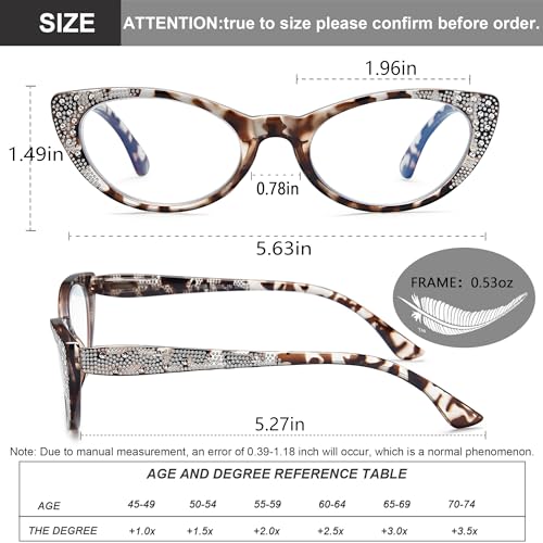 EYEURL 3-Pack Cat Eye Reading Glasses for Women Blue Light Glasses Fashion Computer Readers with Spring Hinge Anti-Glare Readers for Women 0.5 - Image 3