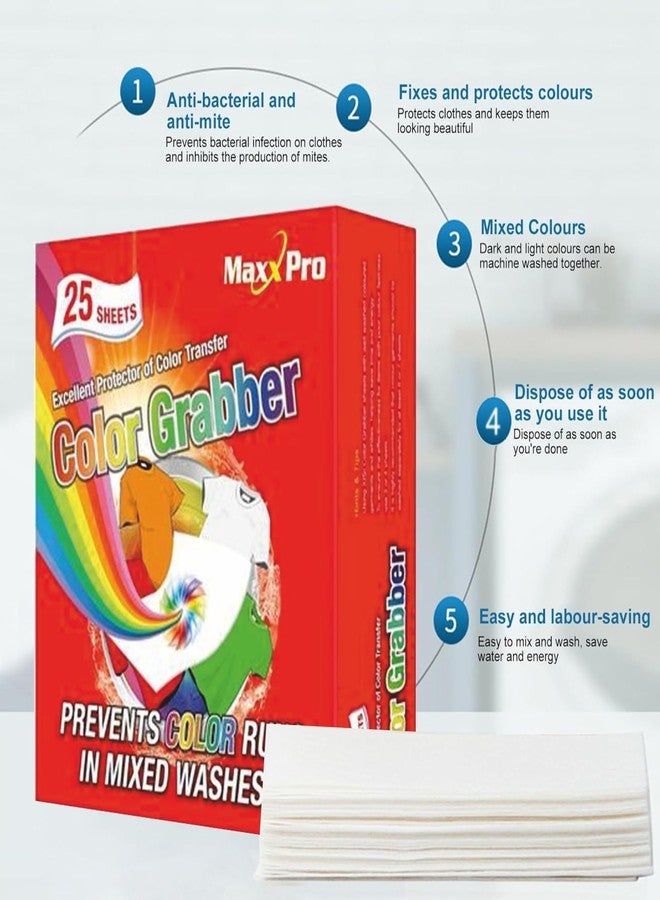 MAXXPRO Color Grabber/Catcher Laundry Sheets - 50 Count | Prevent Colour Transfer, Protect Clothes, Allow Mixed Washes | Color Protection | Safe For Fabrics & Water Temperatures | Pack Of 2(50 Units) - Image 2