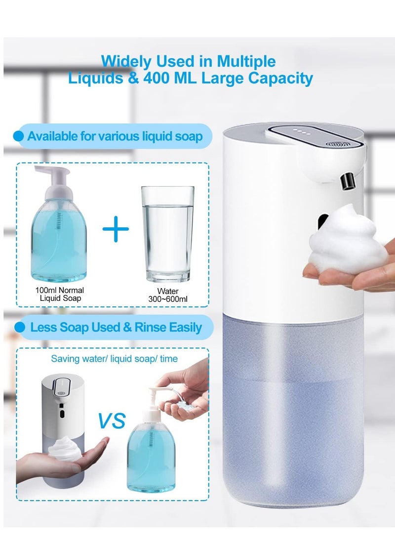 شو وو موزع صابون كهربائي أوتوماتيكي مقاوم للماء IPX5 قابل لإعادة الشحن عبر USB، موزع صابون لوشن رغوي لا يعمل باللمس مع 4 كمية إسفنجية قابلة للتعديل للتركيب على الحائط والوقوف الحر مع مستشعر الحركة - Image 5