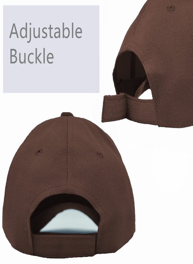 Glory Max Plain Baseball Cap Hook & Loop Strap Adjustable Solid Blank Curved Visor Hat (Brown) - Image 3