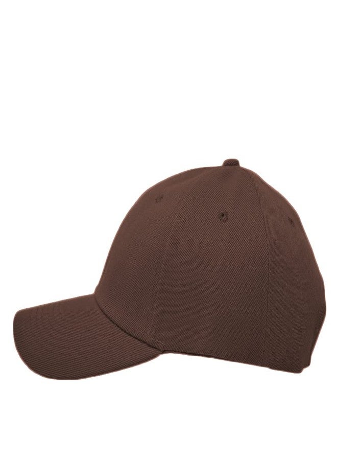 Glory Max Plain Baseball Cap Hook & Loop Strap Adjustable Solid Blank Curved Visor Hat (Brown) - Image 2