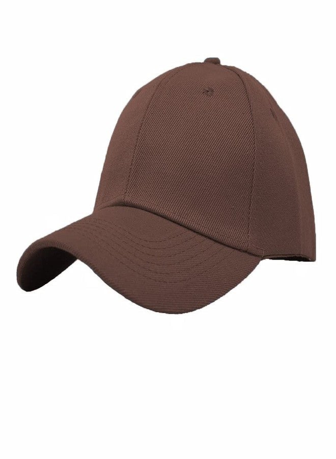 Glory Max Plain Baseball Cap Hook & Loop Strap Adjustable Solid Blank Curved Visor Hat (Brown) - Image 1