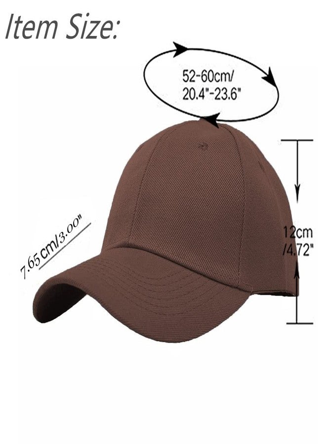 Glory Max Plain Baseball Cap Hook & Loop Strap Adjustable Solid Blank Curved Visor Hat (Brown) - Image 5