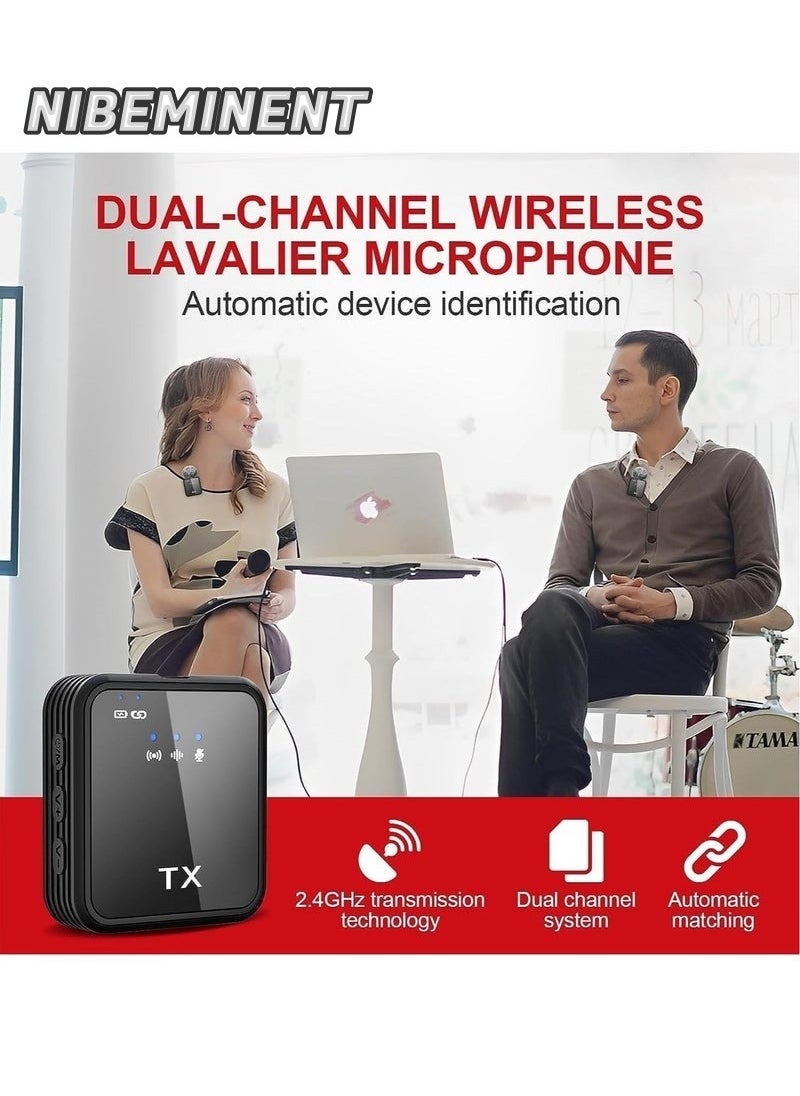 NIBEMINENT - Wireless Lavalier Microphone, TikTok Live Mobile Video Recording 2.4G Noise Reduction Mini Microphone for Live Video, Recording Vlog, Interview, Online Classroom - Image 1