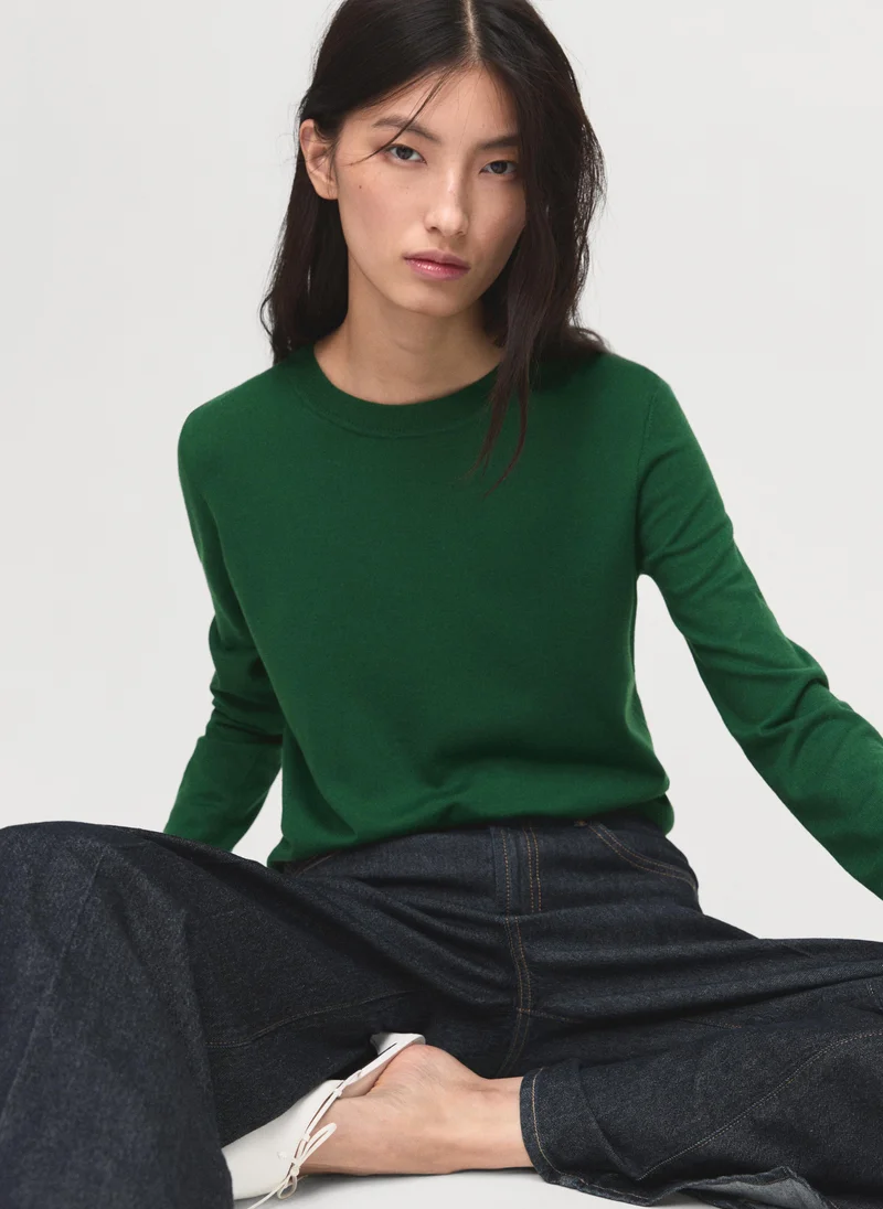MANGO Fine-knit crew-neck sweater