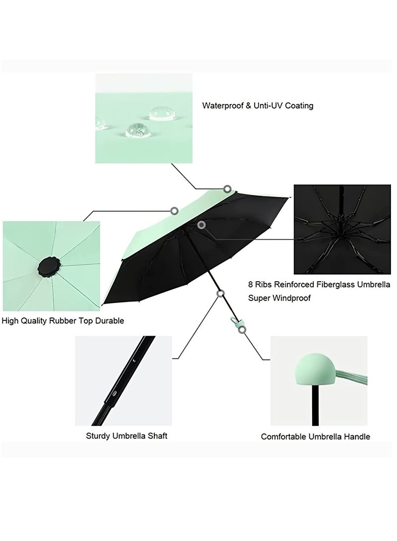 KASTWAVE Mini Sun & Rain Umbrella, Mini Windproof Folding Travel Umbrella, KASTWAVE Portable Lightweight Compact Parasol with 95% UV Protection for Sun and Rain, Popular Style for women and men - Image 2