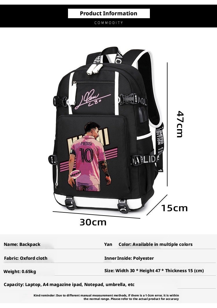 M essi Kids Backpack - Large Capacity Oxford Cloth with USB Port - Image 2