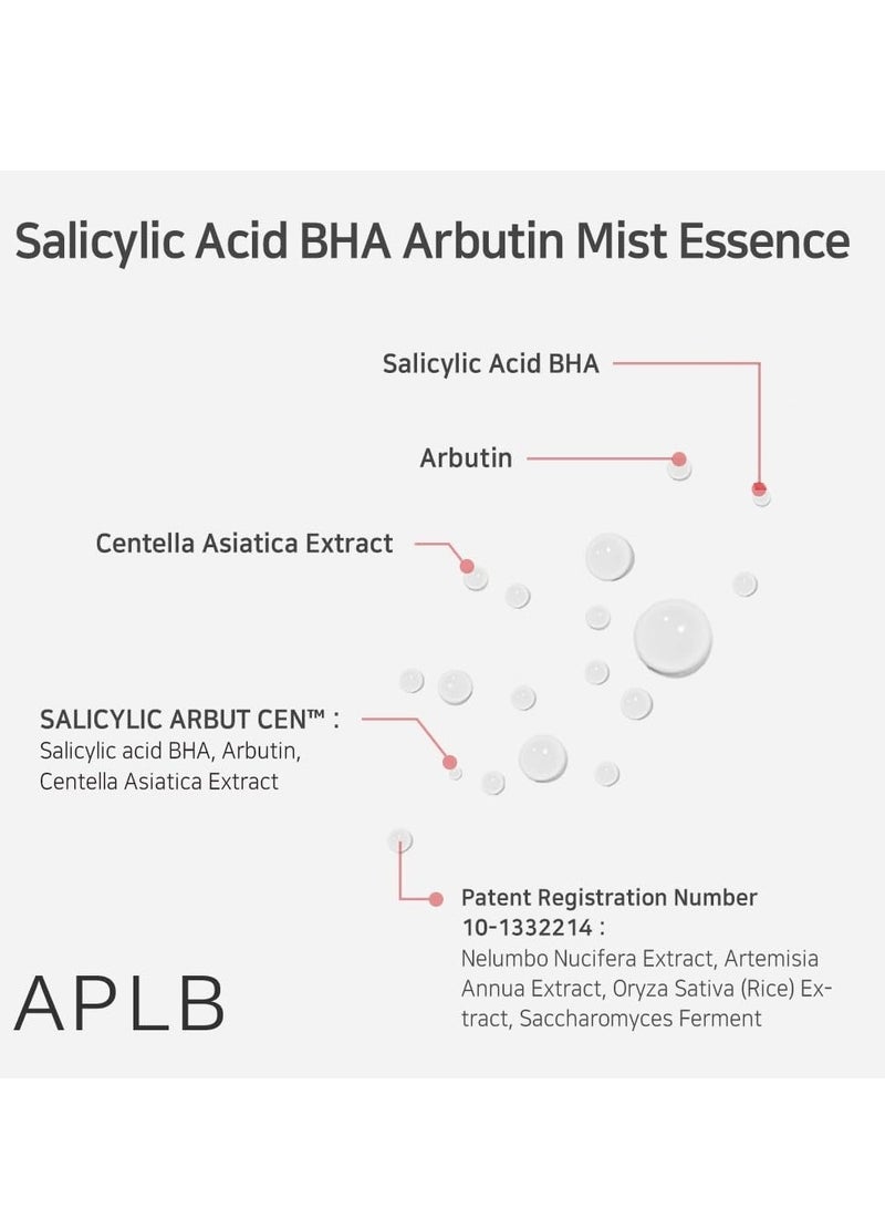 APLB Salicylic Acid BHA Arbutin Mist Essence | SALICYLIC ARBUT CEN™ 20.9% 3.55 FL.OZ/Korean Skincare, Replenishing moisture, Revitalize for gentle and improve skin texture through Salicyclic - Image 4