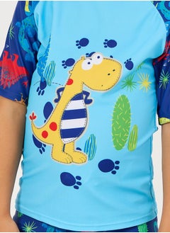 Styli Dinosaur Print T-Shirt & Shorts Swimming Set  - Image 3