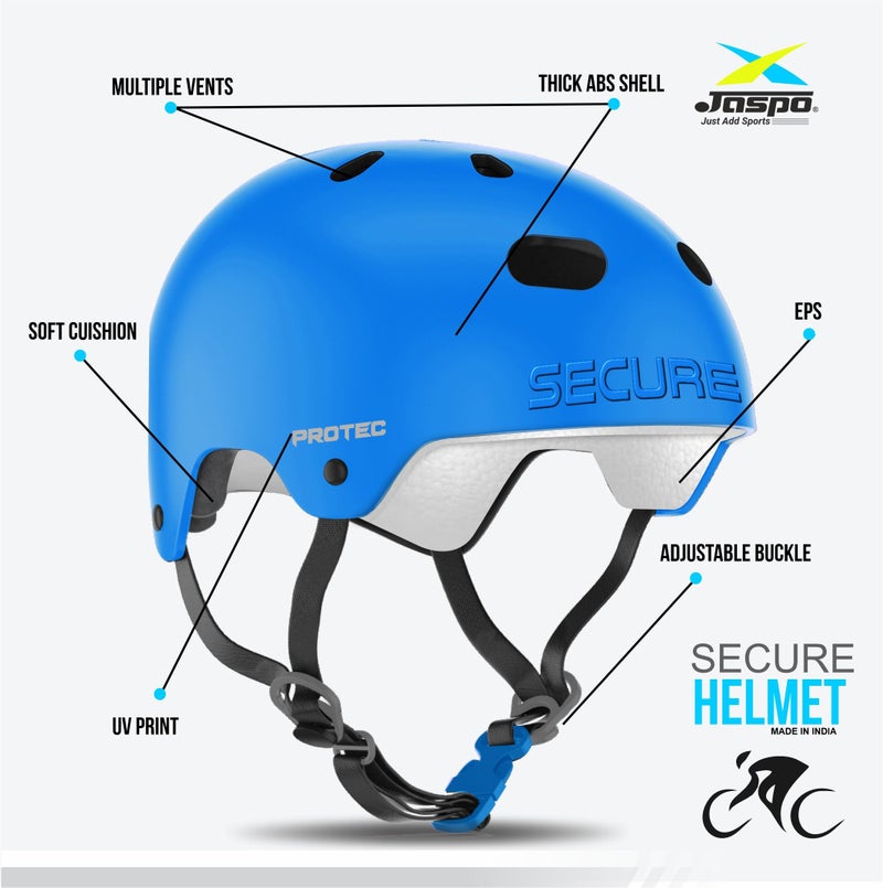 Jaspo Sx 4 Ultra Protective Set for Skating, Cycling Helmet Set with Knee Pads Elbow Pads Wrist Guards, Adjustable Helmet, Protective Gear Set for Bicycle Roller Skating Skateboarding (M, Color-Blue) - Image 2
