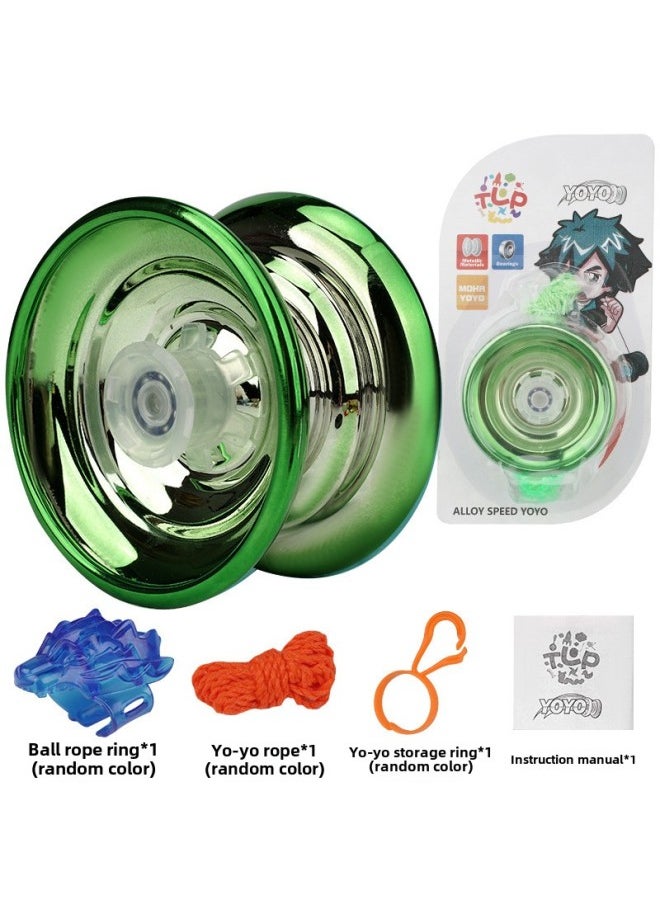 null - Special Alloy Yo-yo Yo Automatic Sleep Swing Dead Sleep Live Sleep YOYO Ball [send Gloves]]-Color:Large Diameter Green Alloy Yo-yo (no Light) + Hanging Ring - Image 1