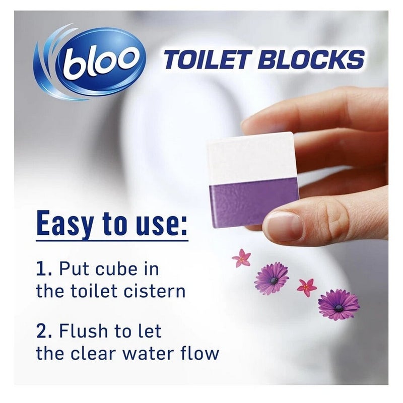 Bloo Toilet Cistern Block 2x50g Flowers – Blue Water Cubes for Toilet Cleaning, Limescale Prevention, Hygiene & Long-Lasting Freshness - Image 3