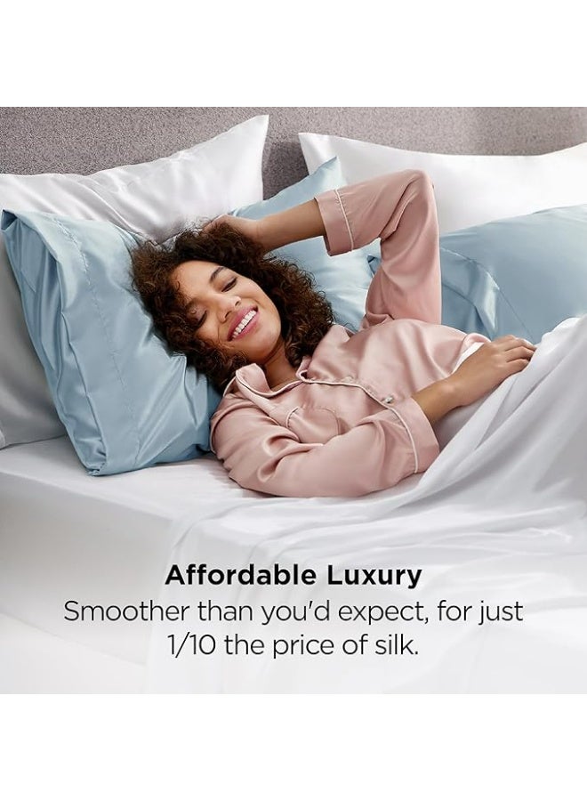 2-Pack Luxurious Mulberry Silk Pillowcases, 25 Momme Satin Weave, Hypoallergenic Solid Color Envelope Closure, Hand Wash Only, Designed for Hair and Skin,120-140gsm - Image 3