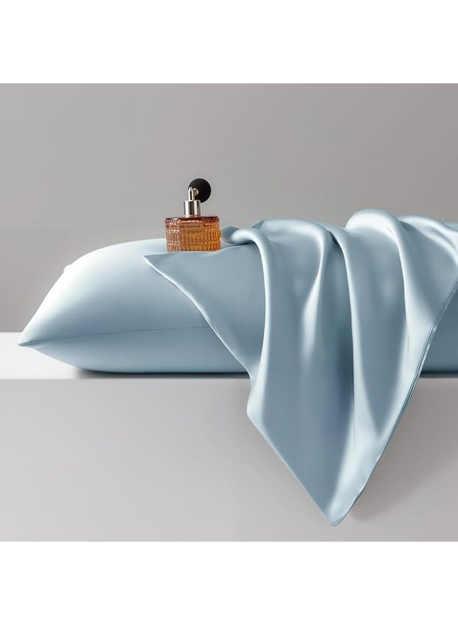 2-Pack Luxurious Mulberry Silk Pillowcases, 25 Momme Satin Weave, Hypoallergenic Solid Color Envelope Closure, Hand Wash Only, Designed for Hair and Skin,120-140gsm - Image 1