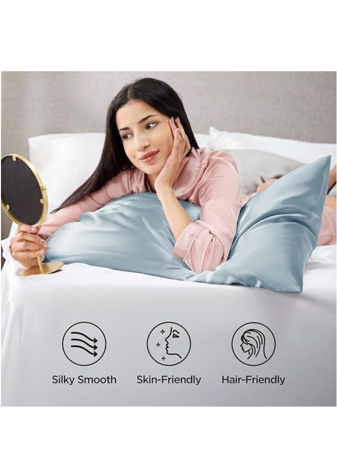 2-Pack Luxurious Mulberry Silk Pillowcases, 25 Momme Satin Weave, Hypoallergenic Solid Color Envelope Closure, Hand Wash Only, Designed for Hair and Skin,120-140gsm - Image 4