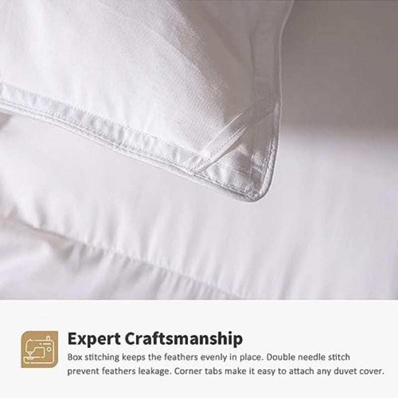 Premium Feather Down Comforter Duvet Insert - 100% Cotton Cover, Medium Weight for All Season Bedding California King 104x96, Ivory - Image 5