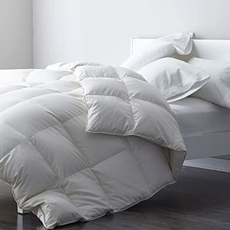 Premium Feather Down Comforter Duvet Insert - 100% Cotton Cover, Medium Weight for All Season Bedding California King 104x96, Ivory - Image 1