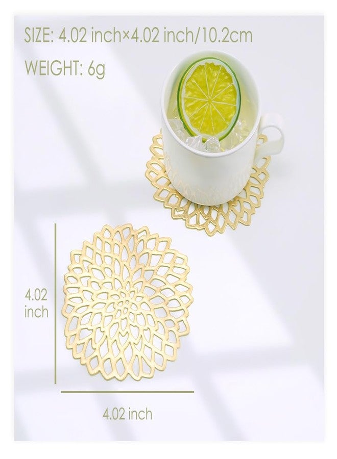 سويت إليجانس مجموعة قواعد أكواب Sweet Elegance® مكونة من 6 قطع، مصنوعة من مادة PVC مجوفة، تُستخدم كزينة لطاولة عيد الشكر، ومناسبة للاحتفالات المنزلية (زهور ذهبية). - Image 2