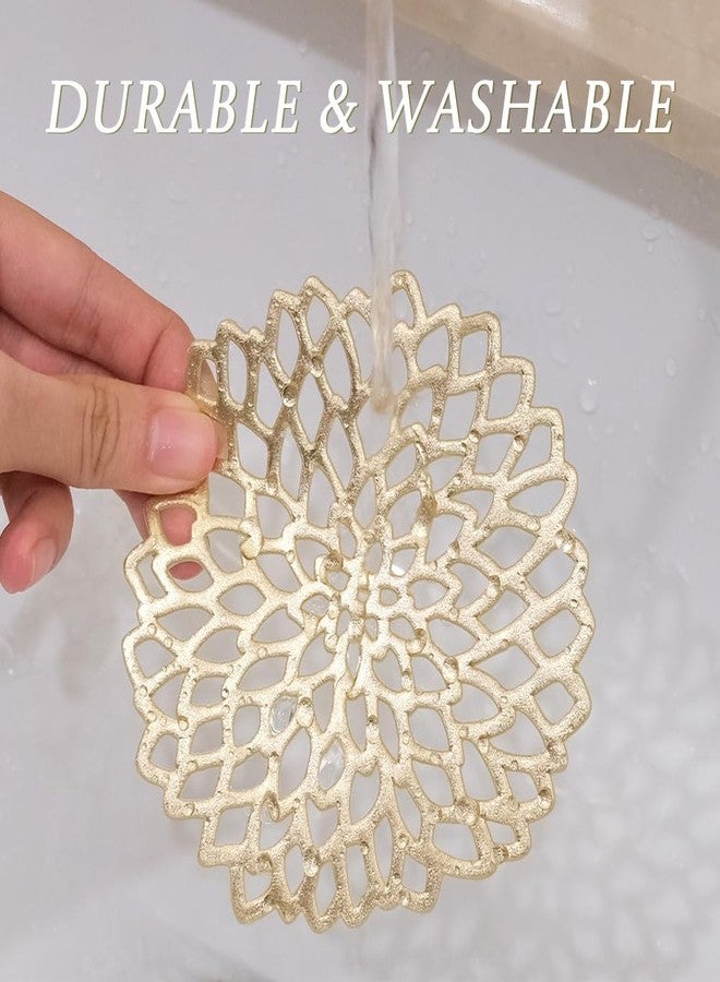 سويت إليجانس مجموعة قواعد أكواب Sweet Elegance® مكونة من 6 قطع، مصنوعة من مادة PVC مجوفة، تُستخدم كزينة لطاولة عيد الشكر، ومناسبة للاحتفالات المنزلية (زهور ذهبية). - Image 3