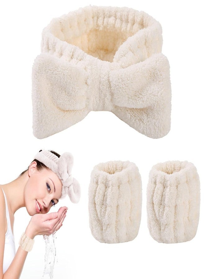 GOMNIK 3-Piece Microfiber Skincare Set - Makeup Headband with Face Wash Wristbands for Women - Soft Headband & Wristbands to Keep Hair & Sleeves Dry During Facial Care - Image 1