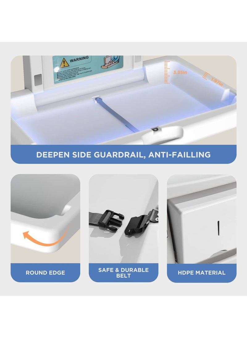 WALALLA Wall-Mounted Baby Changing Station, Horizontal Foldable Diaper Change Table with Safety Straps and Hanging Rods, Use in Home Commercial Bathrooms, Daycare Centers for Newborns & Infant - Image 4