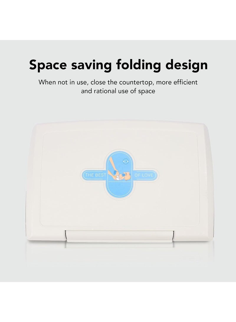 WALALLA Wall-Mounted Baby Changing Station, Horizontal Foldable Diaper Change Table with Safety Straps and Hanging Rods, Use in Home Commercial Bathrooms, Daycare Centers for Newborns & Infant - Image 2