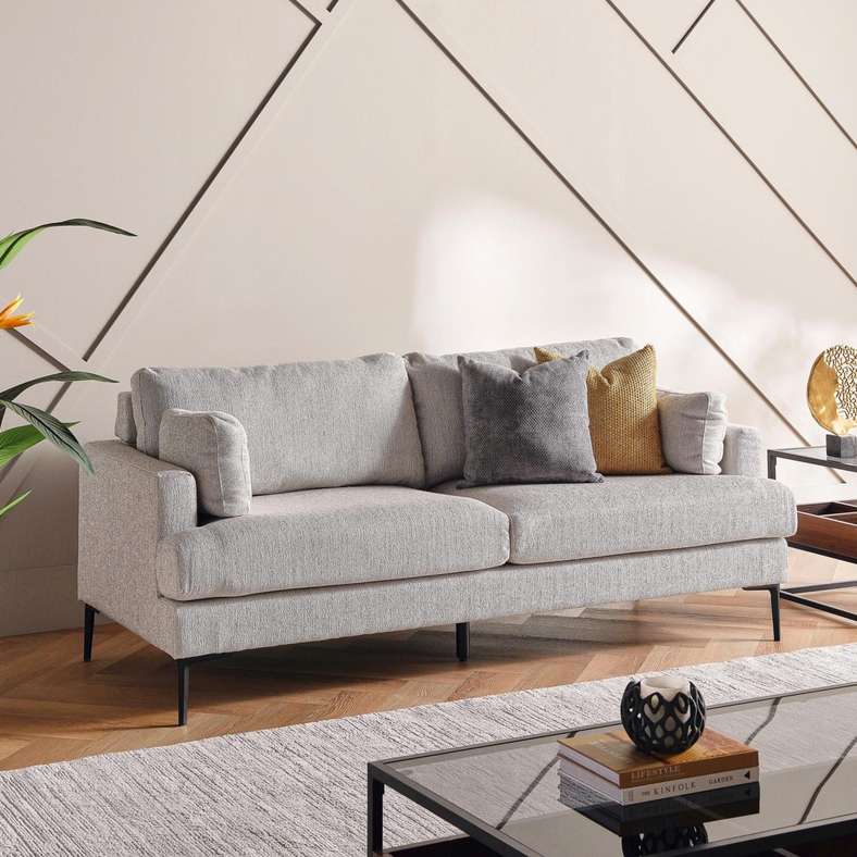 Pan Home Cream 3-Seater Sofa for Living Room