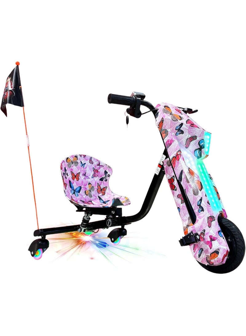 Crony D02 Drift Car, Electric Drift Car, Drift Trike, Electric Drift Trike, Drift Scooter, Drift Kart, Electric Drift Kart, Ride On Drift Car, Kids Drift Car, Electric Ride On Car, Kids Electric Vehicle, Ride On Toy Car, Battery Powered Drift Car, 18KM/H High Speed Drift Car, LED Lights Drift Car, RGB Lights Drift Trike, Drift Car with Bluetooth Speaker, Rechargeable Battery Drift Car, Powerful Motor Drift Scooter, Wide Rear Wheels Drift Trike, Electric Drift Car for Kids Boys Girls Teens, Outdoor Ride On Drift Toy, Racing Drift Vehicle for Children Butterfly - Image 3